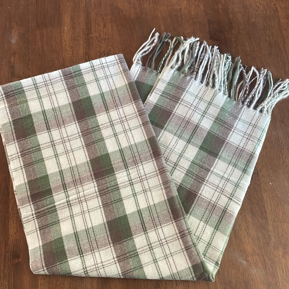 Green and Mahogany Plaid Cashmere Scarf/Wrap